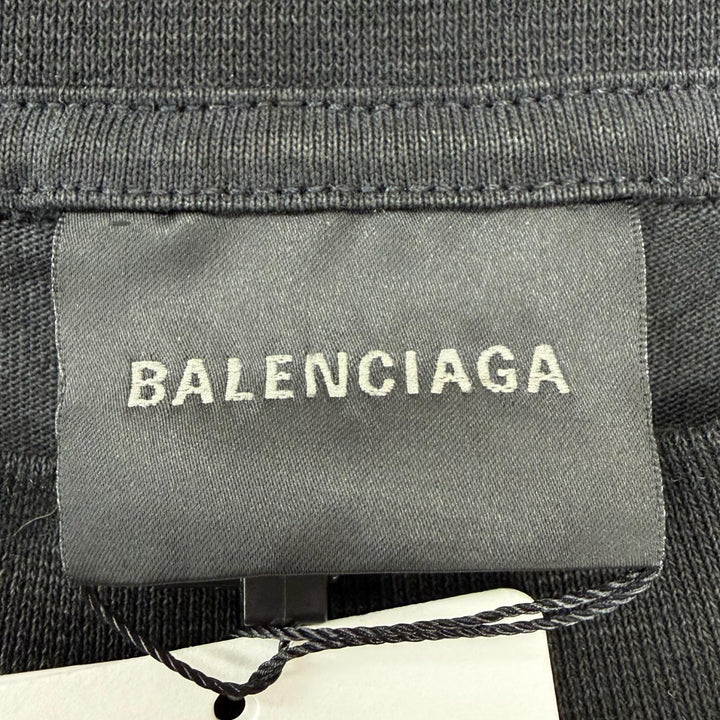 未使用品◇BALENCIAGA バレンシアガ 826344 コットン100％ EMOチームロゴ ボクシー デストロイ加工 半袖Ｔシャツ XS 正規品 レディース