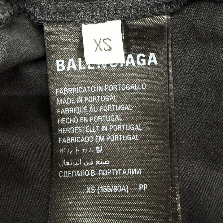 未使用品◇BALENCIAGA バレンシアガ 826344 コットン100％ EMOチームロゴ ボクシー デストロイ加工 半袖Ｔシャツ XS 正規品 レディース