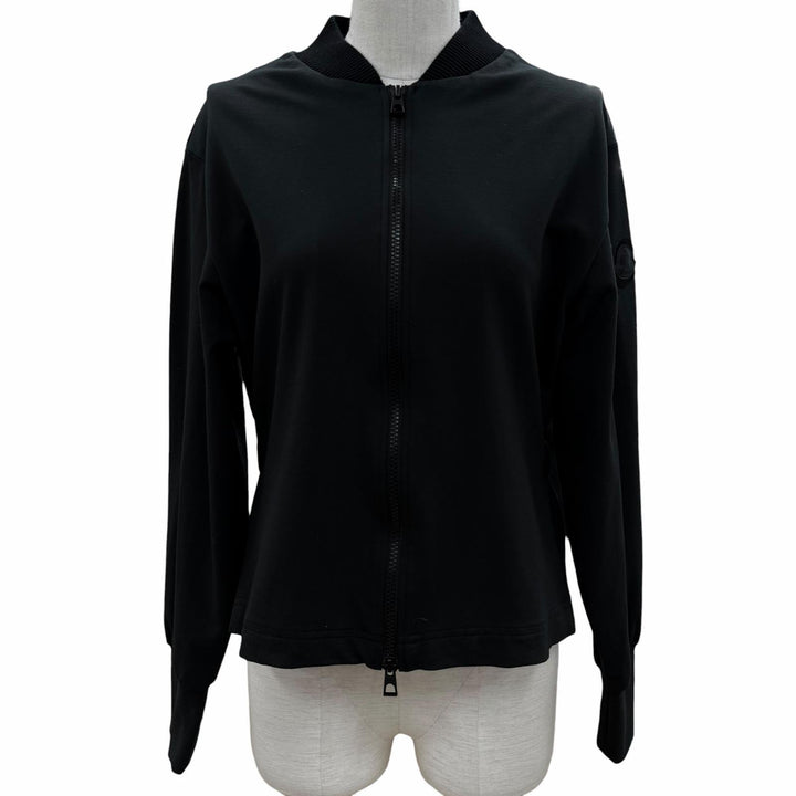 美品◇MONCLER モンクレール J10938G00037 ダブルジップ ロゴワッペン付 ストレッチ ジャケット ブルゾン 黒 XS 正規品 レディース