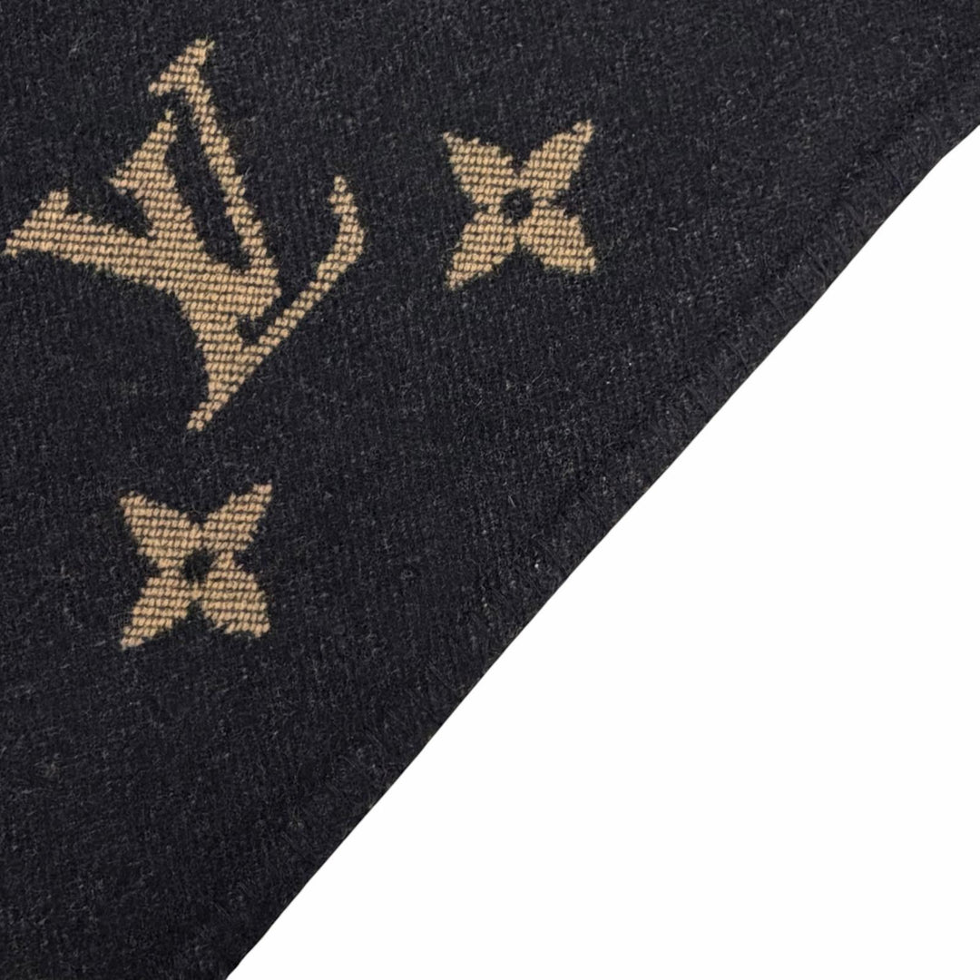 美品◇LOUIS VUITTON ルイヴィトン カシミヤ ウール モノグラム ブランケット ブラック ブラウン スコットランド製 正規品 レディース