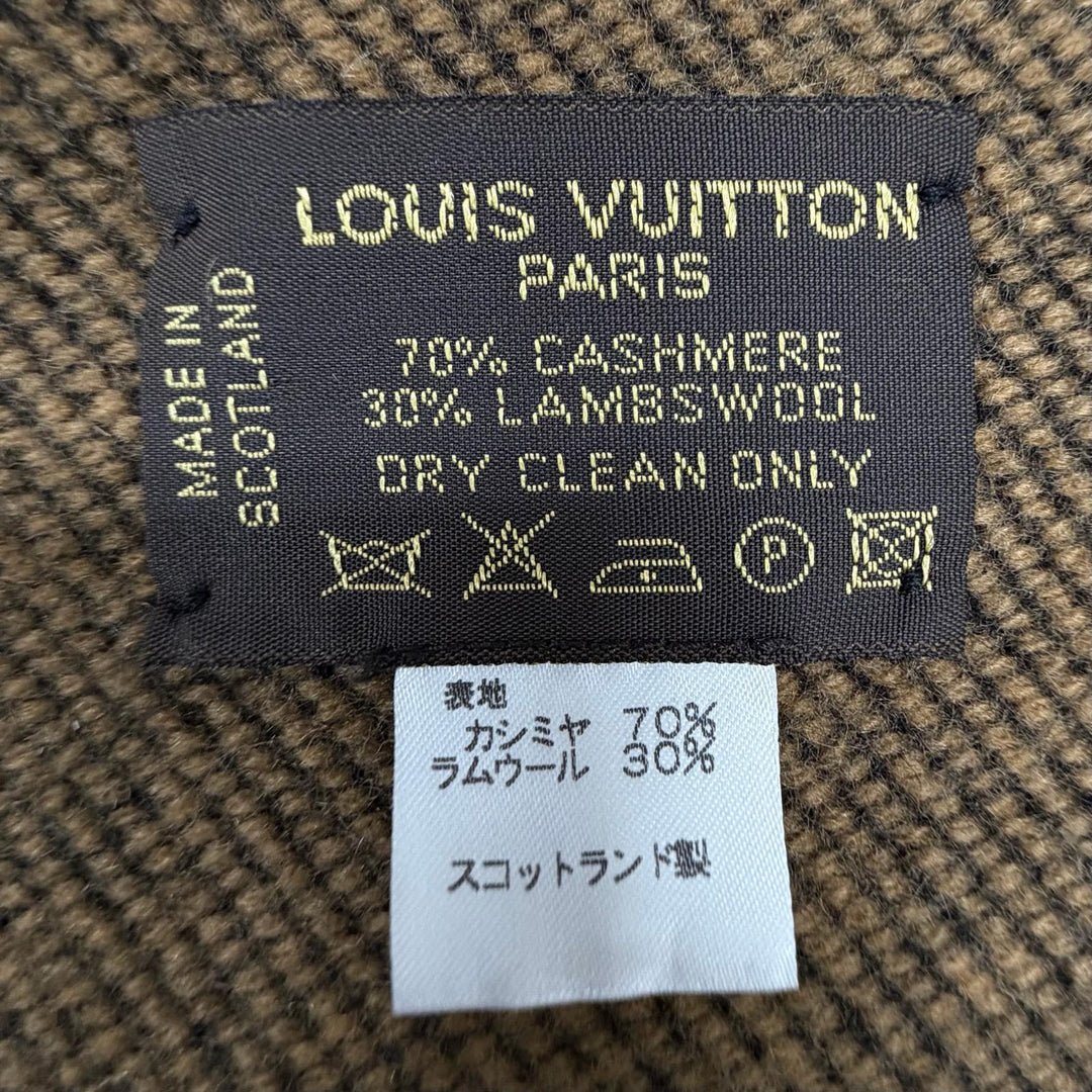 美品◇LOUIS VUITTON ルイヴィトン カシミヤ ウール モノグラム ブランケット ブラック ブラウン スコットランド製 正規品 レディース