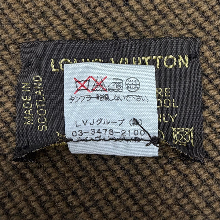 美品◇LOUIS VUITTON ルイヴィトン カシミヤ ウール モノグラム ブランケット ブラック ブラウン スコットランド製 正規品 レディース