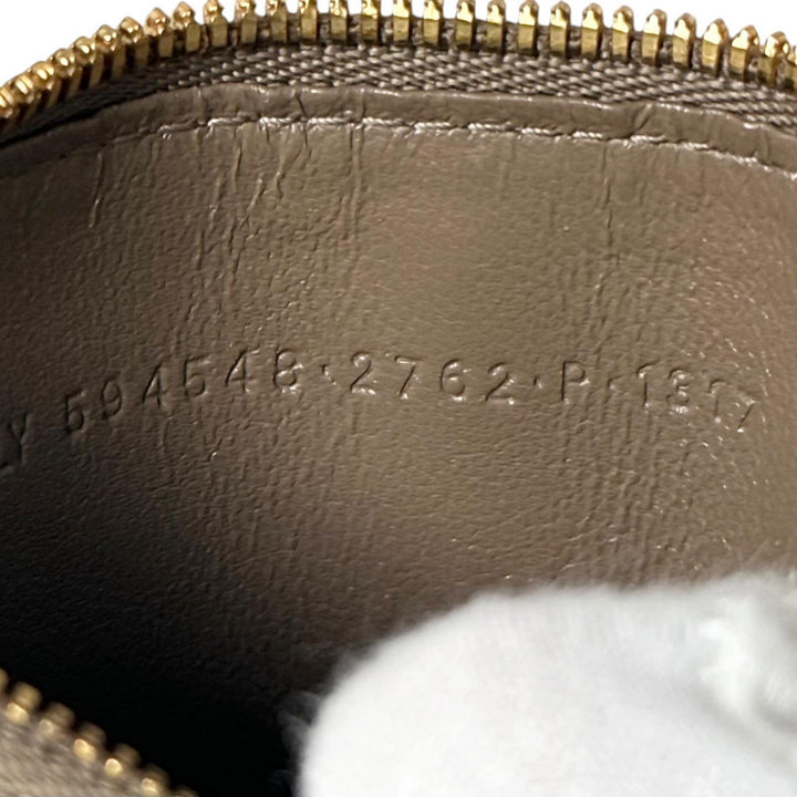 極美品▲BALENCIAGA バレンシアガ 594548 BB柄 ストラップ付 レザー パスケース カードケース ブラウン ゴールド イタリア製 レディース