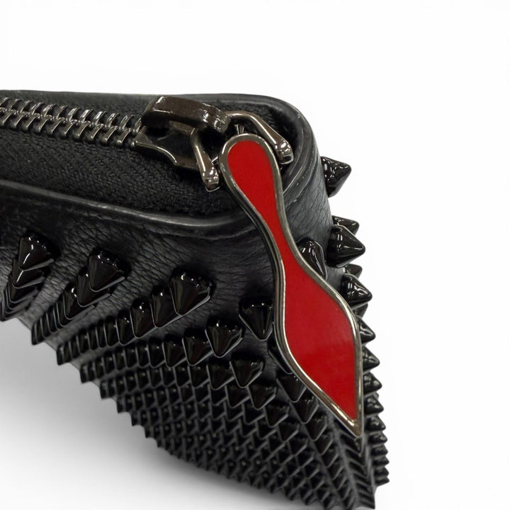 極美品▼Christian Louboutin クリスチャンルブタン パネトーネ スパイクスタッズ レザー ラウンドファスナー 長財布 メンズ レディース