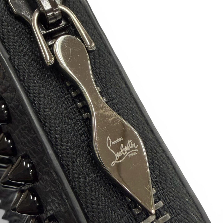 極美品▼Christian Louboutin クリスチャンルブタン パネトーネ スパイクスタッズ レザー ラウンドファスナー 長財布 メンズ レディース