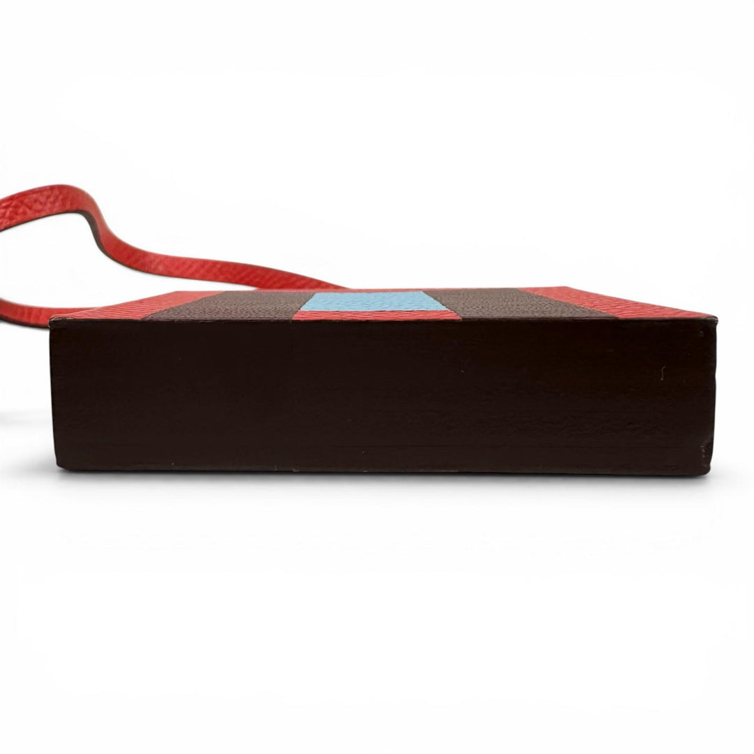 美品▲HERMES エルメス レトル・オ・カレ イニシャル M ヴォーエプソン シェーブルミゾル バッグ チャーム レッド ブルー 仏製 レディース