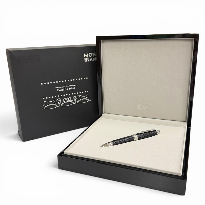 美品▼MONTBLANC モンブラン マイスターシュテュック グレートマスターズ エキゾチックレザー ローラーボール ブラックアリゲーター