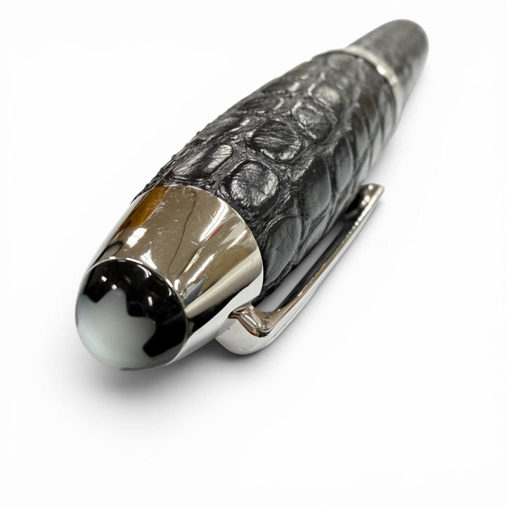 美品▼MONTBLANC モンブラン マイスターシュテュック グレートマスターズ エキゾチックレザー ローラーボール ブラックアリゲーター