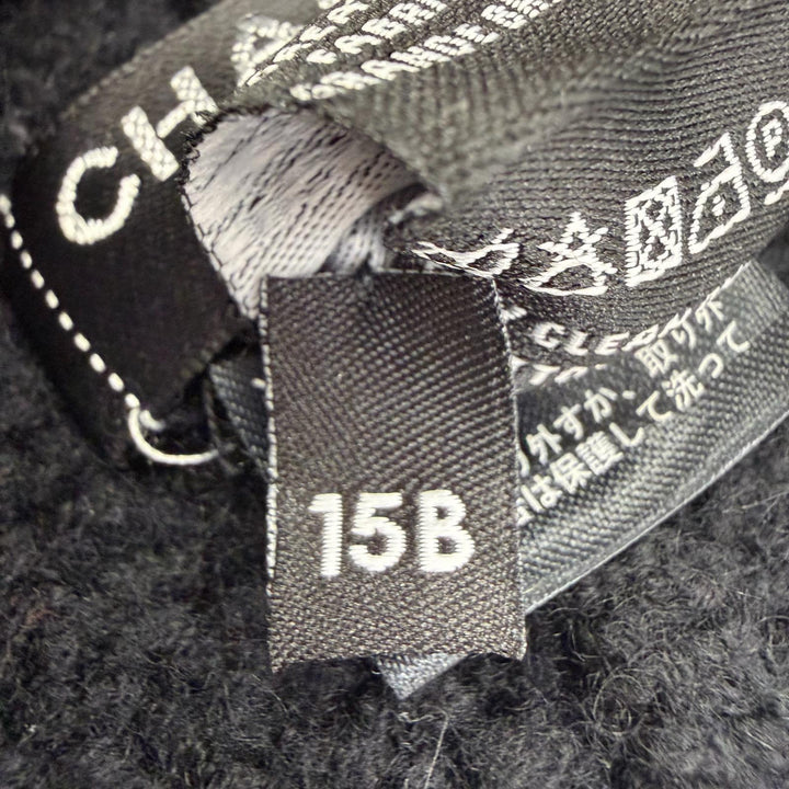 美品☆CHANEL シャネル 15B カシミヤ100％ ココマーク刺繍入り ビーニー ニット帽 ニットキャップ ブラック 正規品 レディース