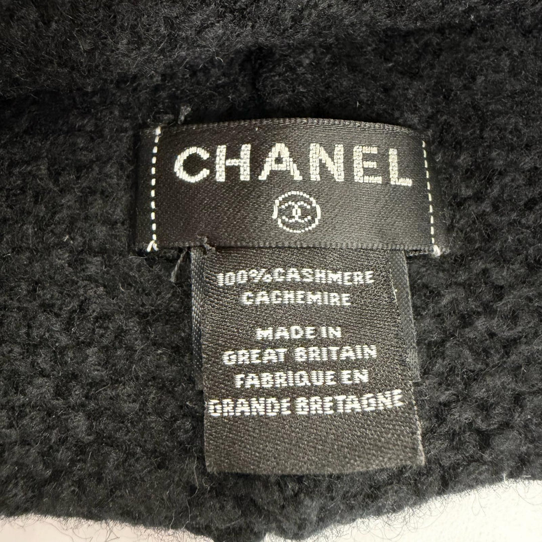 美品☆CHANEL シャネル 15B カシミヤ100％ ココマーク刺繍入り ビーニー ニット帽 ニットキャップ ブラック 正規品 レディース