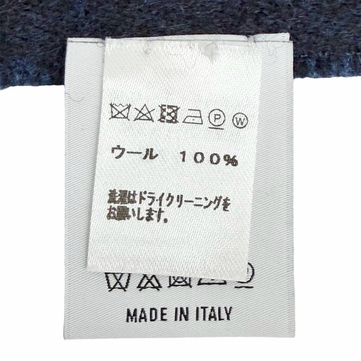 美品△BERLUTI ベルルッティ ウール100% カリグラフィ ロング マフラー ストール ショール ブルー ネイビー 伊製 正規品 メンズ オススメ