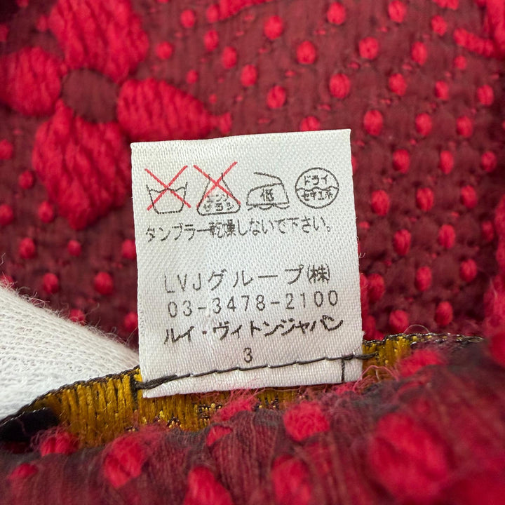 美品☆LOUIS VUITTON ルイヴィトン 413287 エシャルプ ロゴマニア ウール シルク ルビー フリンジ付 マフラー 伊製 正規品 レディース
