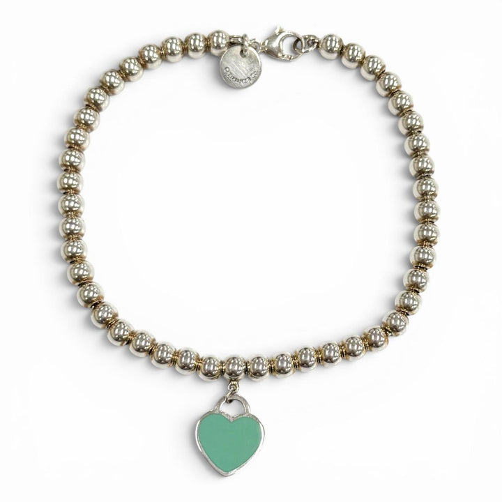 美品★TIFFANY&amp;Co. ティファニー リターントゥティファニー ミニ ハート タグ ビーズ ブレスレット 925 全長約16cm シルバー 重量5.4g