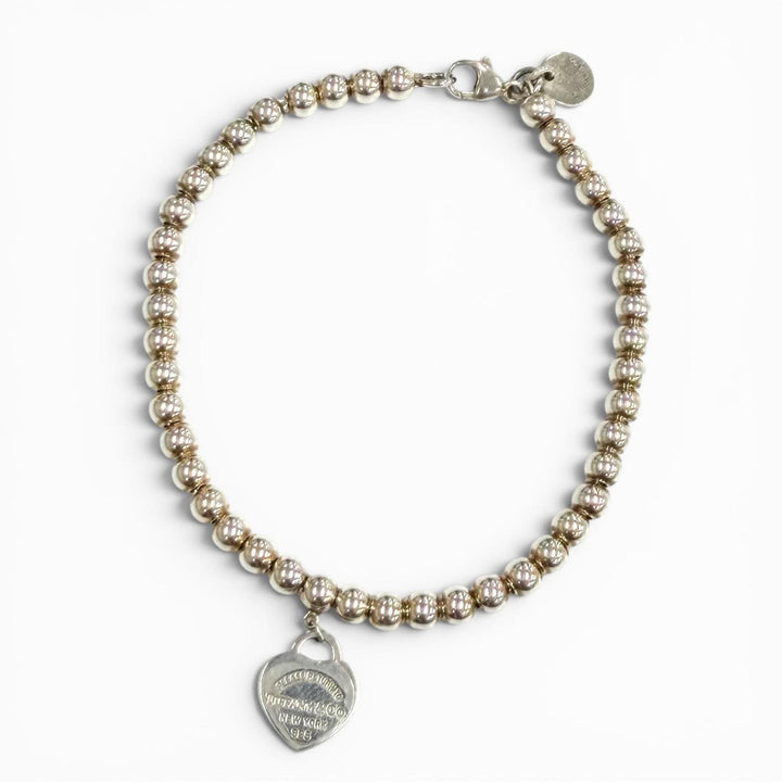 美品★TIFFANY&amp;Co. ティファニー リターントゥティファニー ミニ ハート タグ ビーズ ブレスレット 925 全長約16cm シルバー 重量5.4g