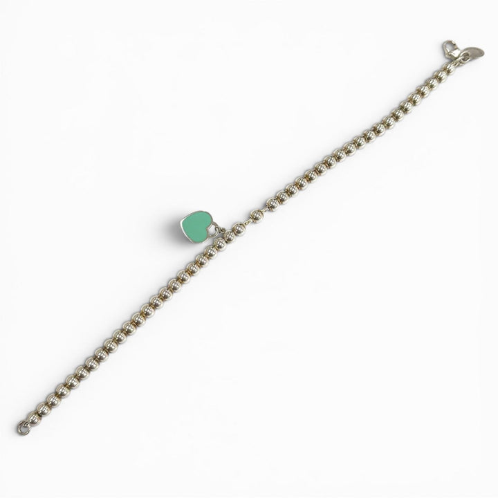 美品★TIFFANY&amp;Co. ティファニー リターントゥティファニー ミニ ハート タグ ビーズ ブレスレット 925 全長約16cm シルバー 重量5.4g