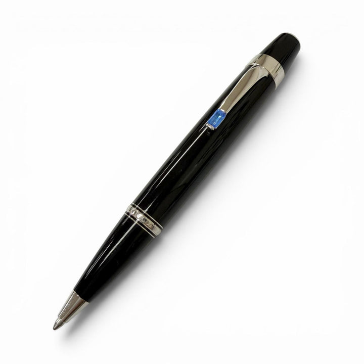 極美品□MONTBLANC モンブラン BOHEME ボエム ブルージェムストーン ボールペン ブラック シルバー ドイツ製 メンズ 筆記確認済み