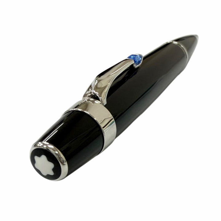 極美品□MONTBLANC モンブラン BOHEME ボエム ブルージェムストーン ボールペン ブラック シルバー ドイツ製 メンズ 筆記確認済み