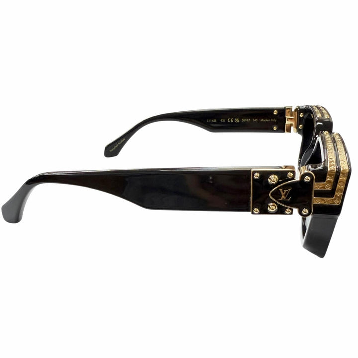 極美品□LOUIS VUITTON ルイヴィトン 2025年製 Z1165E サングラス 1.1ミリオネア 現行品 ブラック 58□17-145 イタリア製 定価123200円