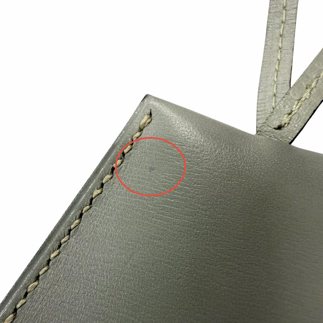 美品□HERMES エルメス ヴィンテージ レザー マルジェラ期 クロシェット チャーム ネックレス グレー □D刻印入り フランス製 メンズ　