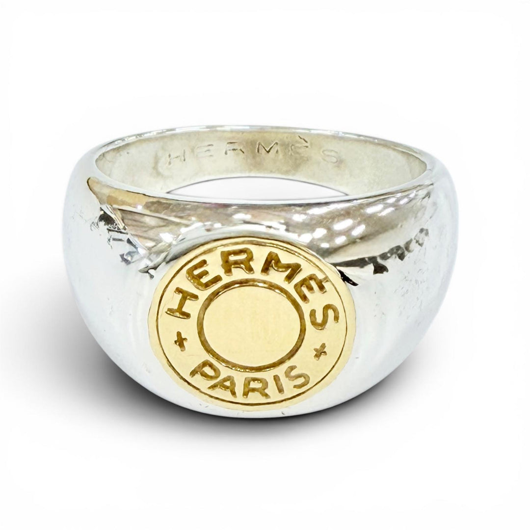 良品◇HERMES エルメス ヴィンテージ 925 750 コンビ セリエリング 指輪 アクセサリー シルバー ゴールド JP13号 重量9.82g レディース