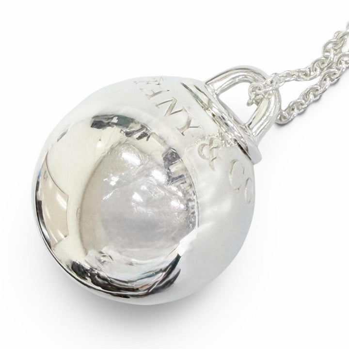 美品△TIFFANY&amp;Co. ティファニー ハードウェア ボール ペンダント ネックレス AG925 直径19mm シルバー 重量14.8g 定価132000円 箱・袋付