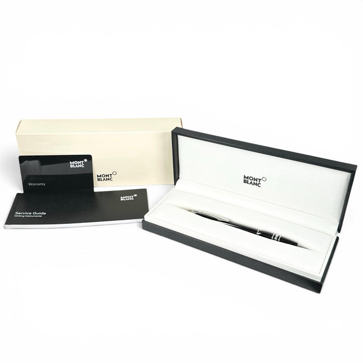 極美品▲MONTBLANC モンブラン スターウォーカー ホワイトスター ツイスト式 ボールペン ブラック シルバー ドイツ製 メンズ 箱付き