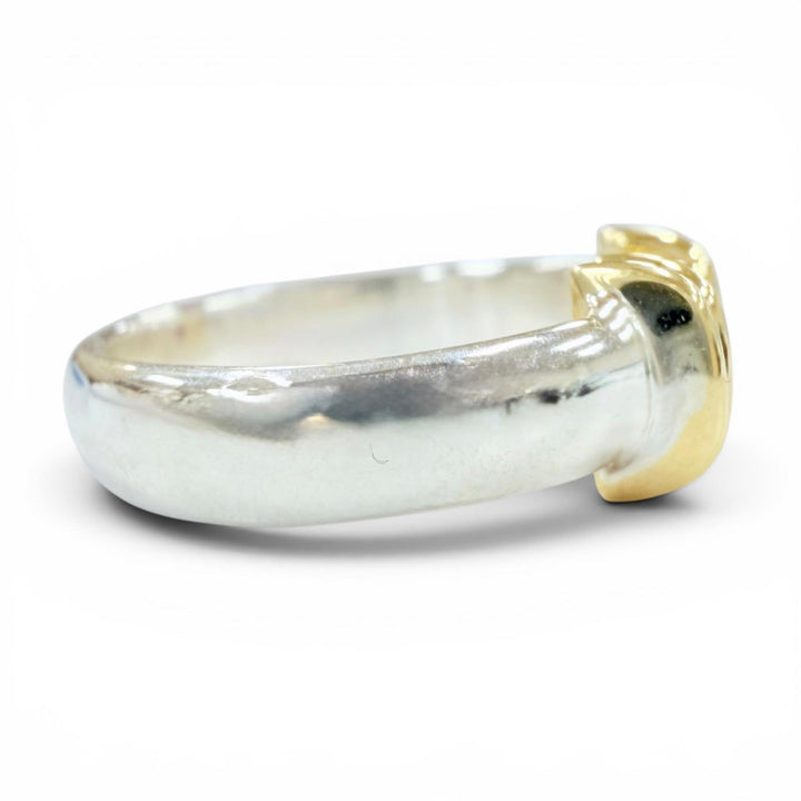 極美品◇TIFFANY&amp;Co. ティファニー ヴィンテージ スタッキングバンド リング 925 750 ルビー1P 指輪 シルバー ゴールド JP8号 重量3.5g