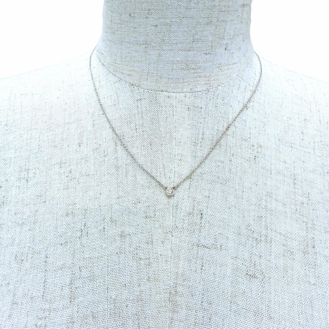美品☆TIFFANY&amp;Co. ティファニー エルサペレッティ バイザヤード シングル ダイヤモンド ペンダント AG925 シルバー 重量1.6g 箱・保袋付