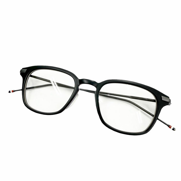 極美品▼THOM BROWNE トムブラウン TB-704-C ウェリントン メガネ 眼鏡 アイウェア マットブラック 49□21-150 日本製 メンズ 箱付き