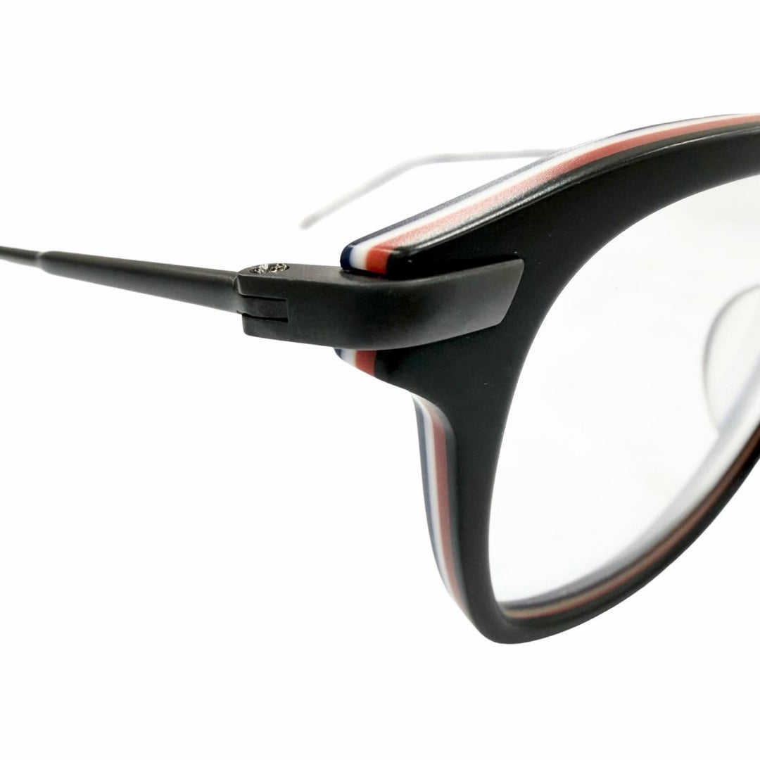 極美品▼THOM BROWNE トムブラウン TB-704-C ウェリントン メガネ 眼鏡 アイウェア マットブラック 49□21-150 日本製 メンズ 箱付き