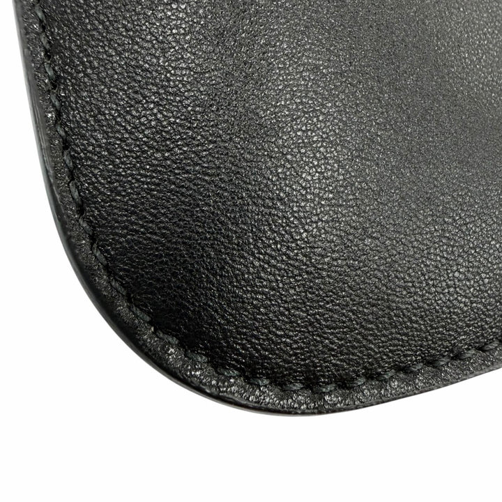 美品◇JIL SANDER ジルサンダー GIRO PHONE CASE ロゴプリント レザー ショルダー携帯ケース フォンポーチ 黒 イタリア製 レディース
