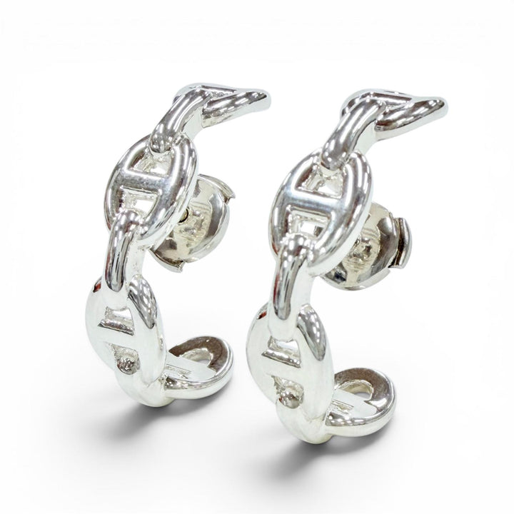 極美品◇HERMES エルメス 2024年製 シェーヌダンクル アンシェネ 925 ピアス アクセサリー シルバー 仏製 重量9.0g レディース ケース付