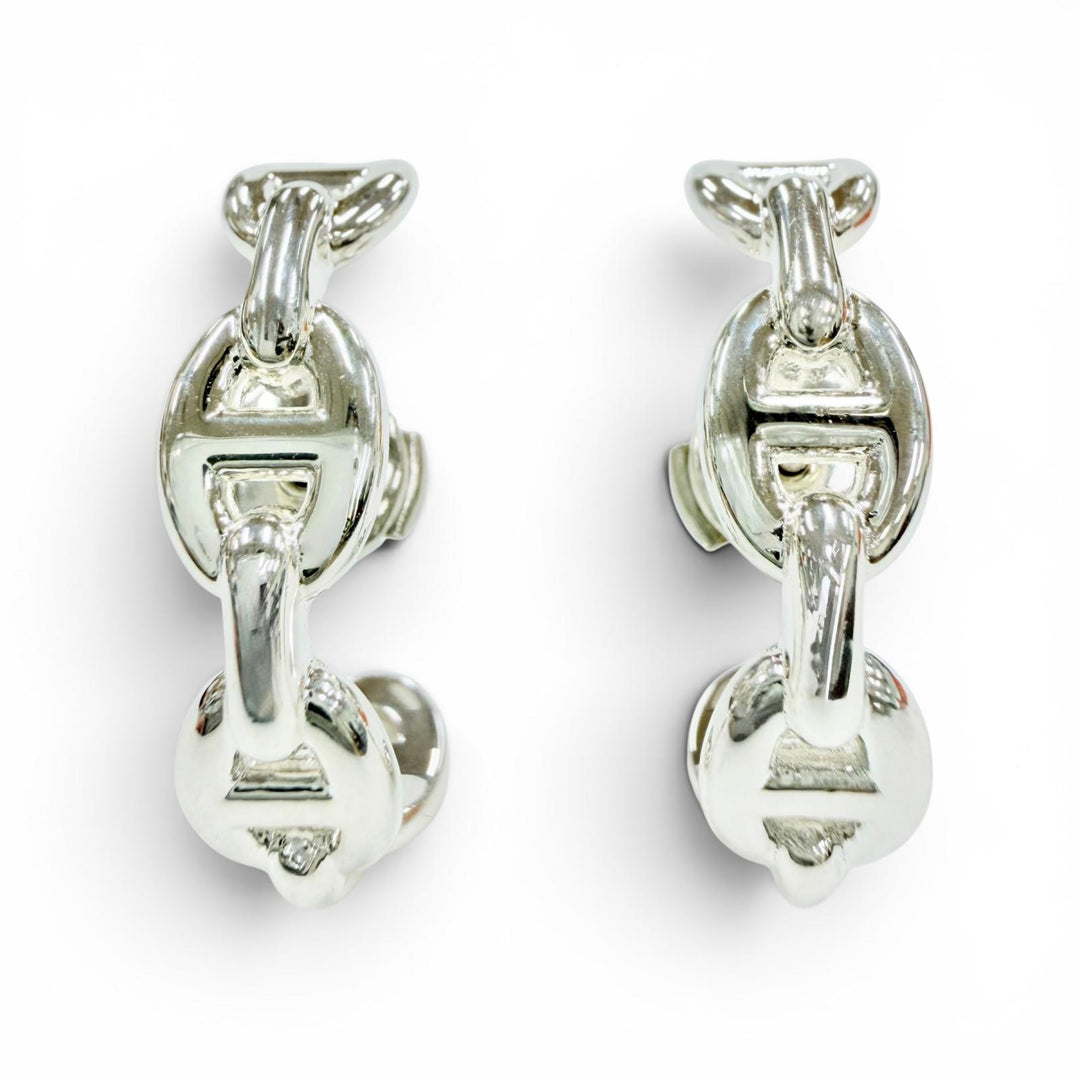 極美品◇HERMES エルメス 2024年製 シェーヌダンクル アンシェネ 925 ピアス アクセサリー シルバー 仏製 重量9.0g レディース ケース付