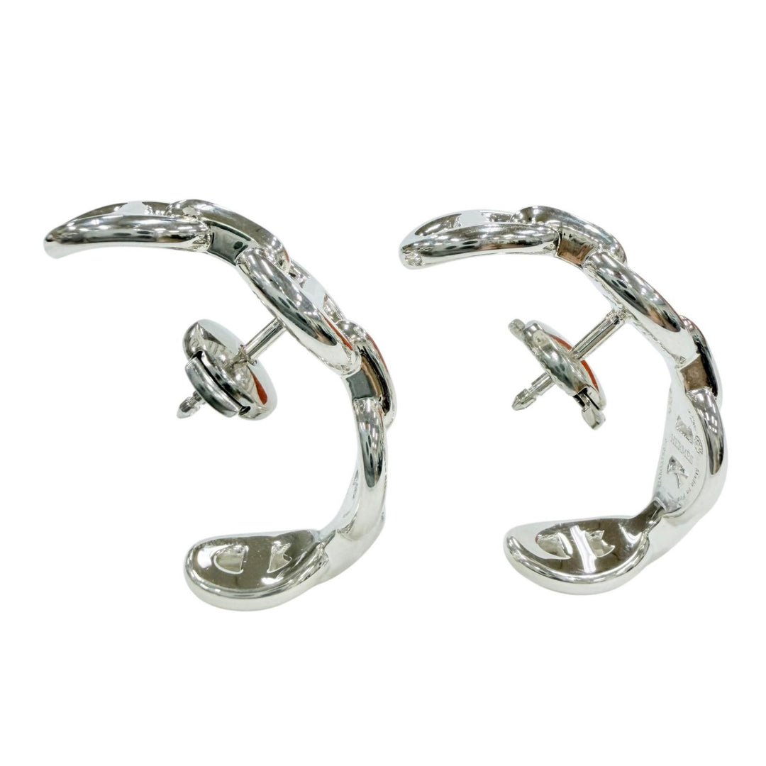 極美品◇HERMES エルメス 2024年製 シェーヌダンクル アンシェネ 925 ピアス アクセサリー シルバー 仏製 重量9.0g レディース ケース付