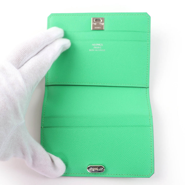 未使用品☆HERMES エルメス メドール カードケース ヴォーエプソン ヴェールコミック シルバー金具 W刻印 フランス製 レディース 箱付き