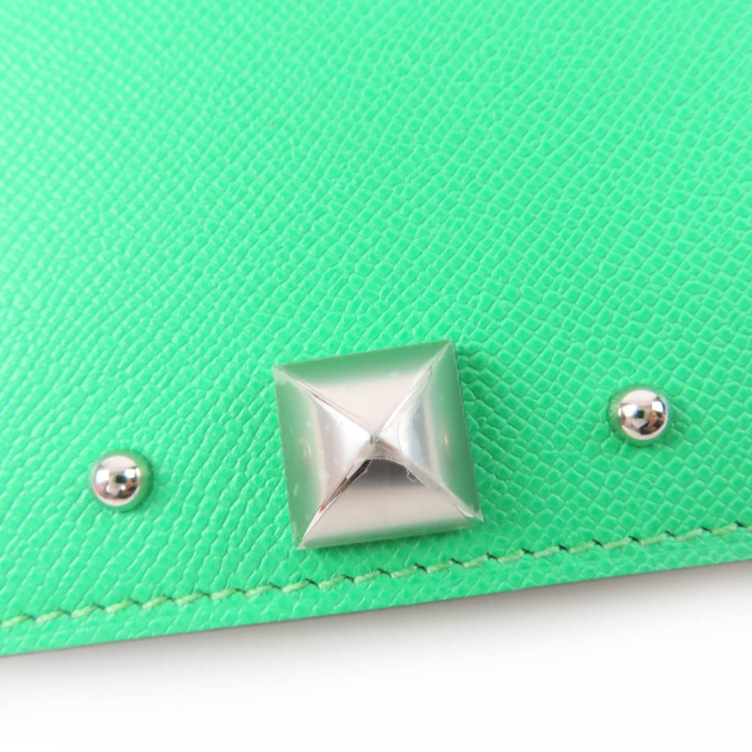 未使用品☆HERMES エルメス メドール カードケース ヴォーエプソン ヴェールコミック シルバー金具 W刻印 フランス製 レディース 箱付き