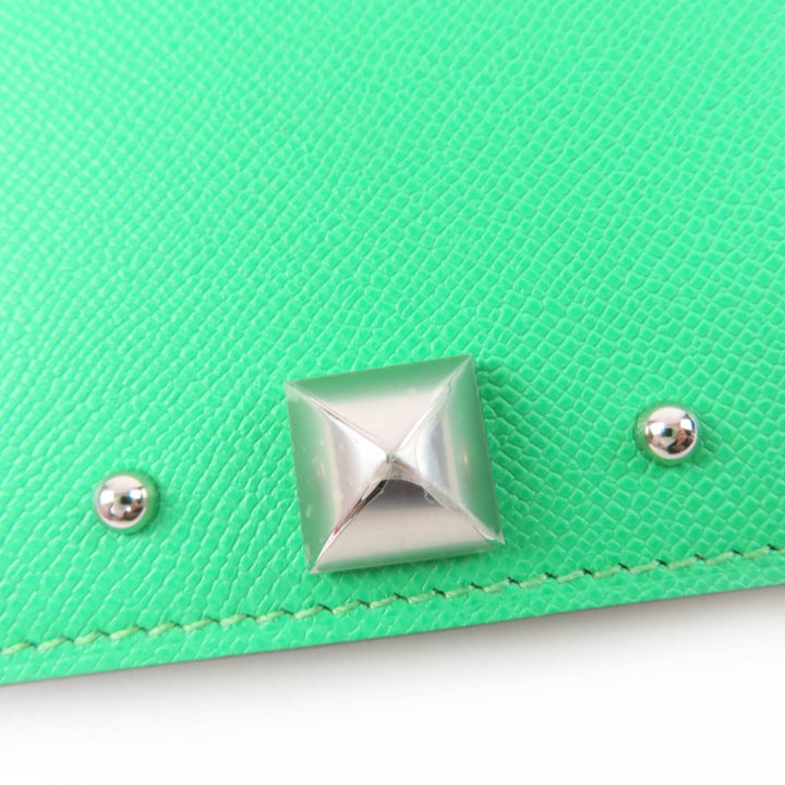 未使用品☆HERMES エルメス メドール カードケース ヴォーエプソン ヴェールコミック シルバー金具 W刻印 フランス製 レディース 箱付き
