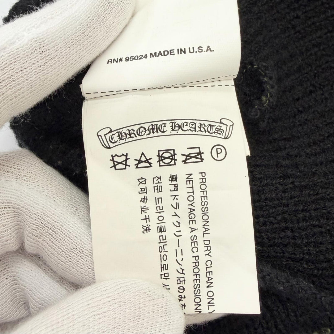 美品□CHROME HEARTS クロムハーツ ウール ホースシュー CHプラス エンブロイダリー ビーニー ニットキャップ ブラック OS USA製 メンズ