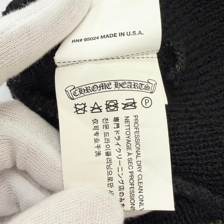 美品□CHROME HEARTS クロムハーツ ウール ホースシュー CHプラス エンブロイダリー ビーニー ニットキャップ ブラック OS USA製 メンズ
