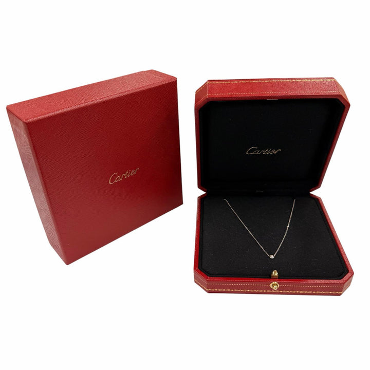 美品◇Cartier カルティエ WFE089 ダムール XS 750 WG 1Pダイヤモンド ネックレス アクセサリー ホワイトゴールド 重量2.4g レディース