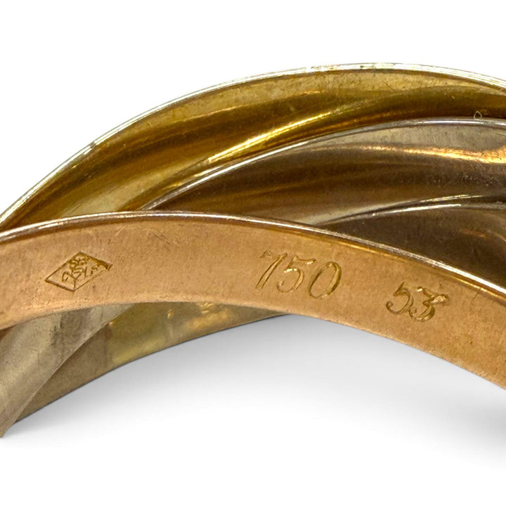 美品▼Cartier カルティエ A5976J トリニティ 5連 750(YG×PG×WG) リング 指輪 ゴールド シルバー 53 JP9号 重量8.23g レディース メンズ