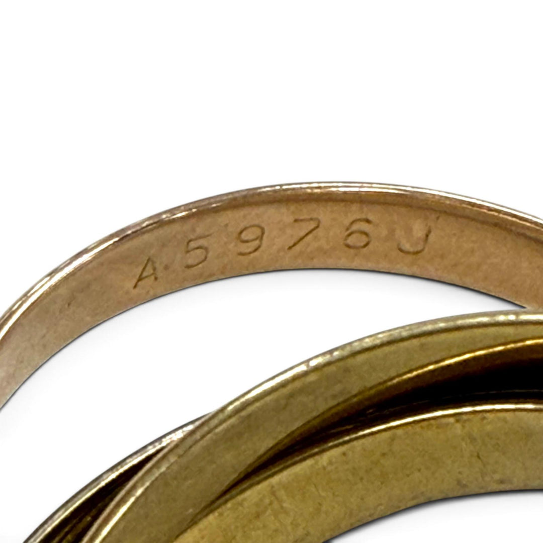 美品▼Cartier カルティエ A5976J トリニティ 5連 750(YG×PG×WG) リング 指輪 ゴールド シルバー 53 JP9号 重量8.23g レディース メンズ