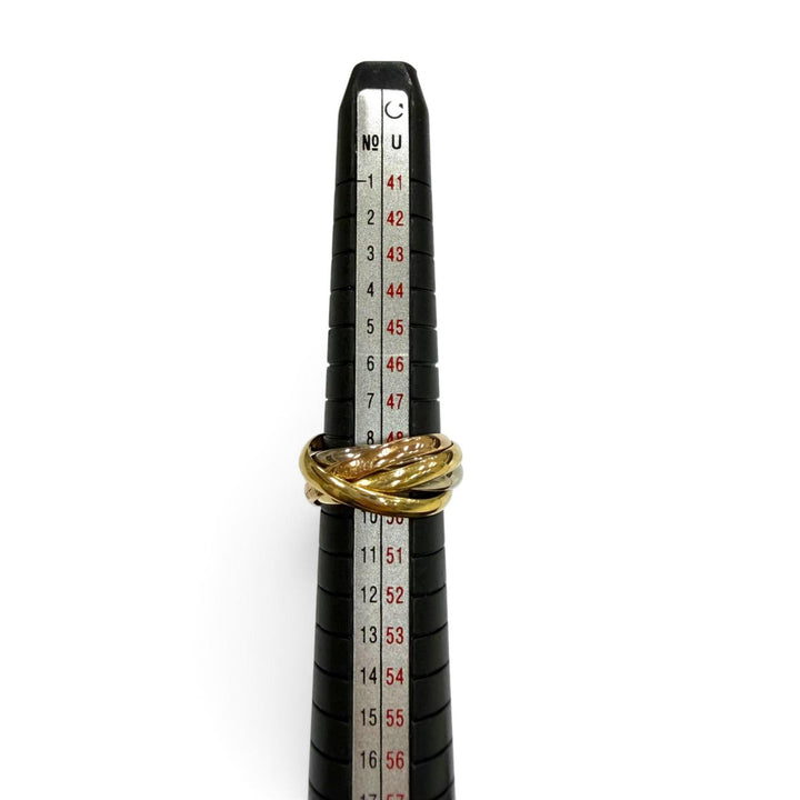 美品▼Cartier カルティエ A5976J トリニティ 5連 750(YG×PG×WG) リング 指輪 ゴールド シルバー 53 JP9号 重量8.23g レディース メンズ