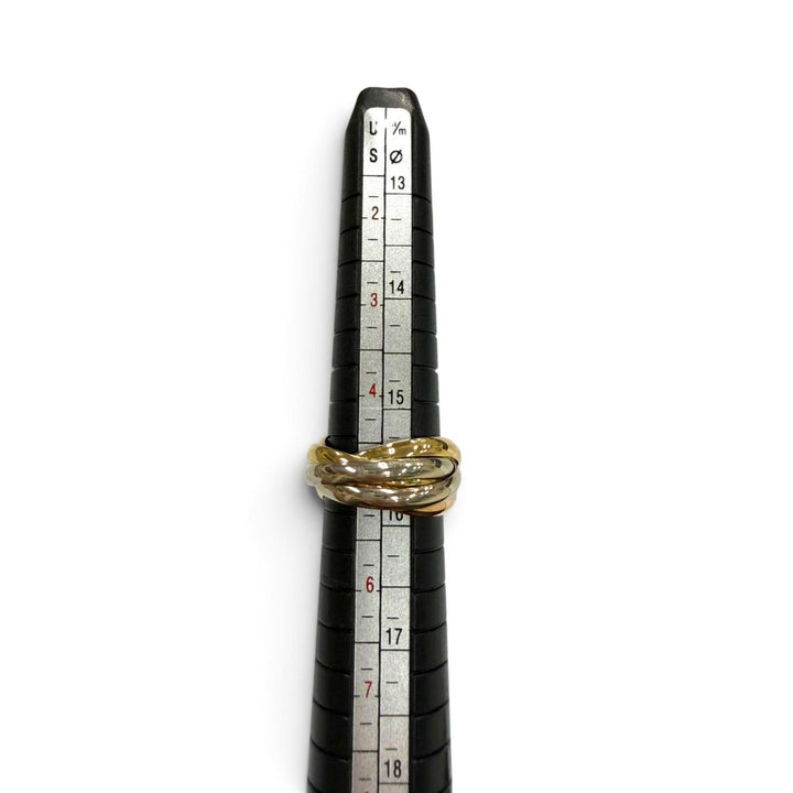 美品▼Cartier カルティエ A5976J トリニティ 5連 750(YG×PG×WG) リング 指輪 ゴールド シルバー 53 JP9号 重量8.23g レディース メンズ