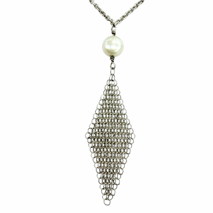 美品☆TIFFANY&amp;Co. ティファニー エルサペレッティ メッシュ タッセル ペンダント 925 フレッシュウォーターパール シルバー 重量3.1g