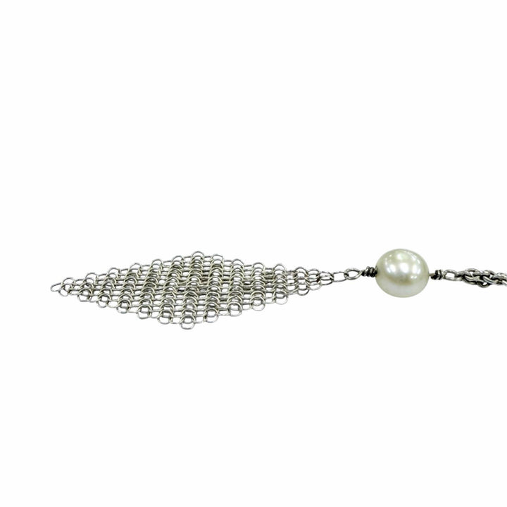 美品☆TIFFANY&amp;Co. ティファニー エルサペレッティ メッシュ タッセル ペンダント 925 フレッシュウォーターパール シルバー 重量3.1g