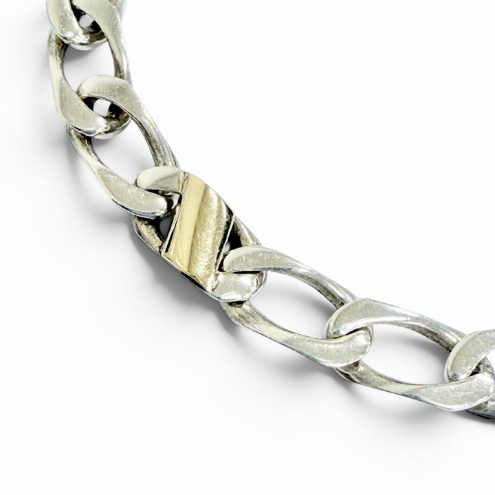美品△TIFFANY&amp;Co. ティファニー フィガロ 925 750 チェーン ブレスレット 19cm シルバー ゴールド 重量10.7g レディース オススメ◎