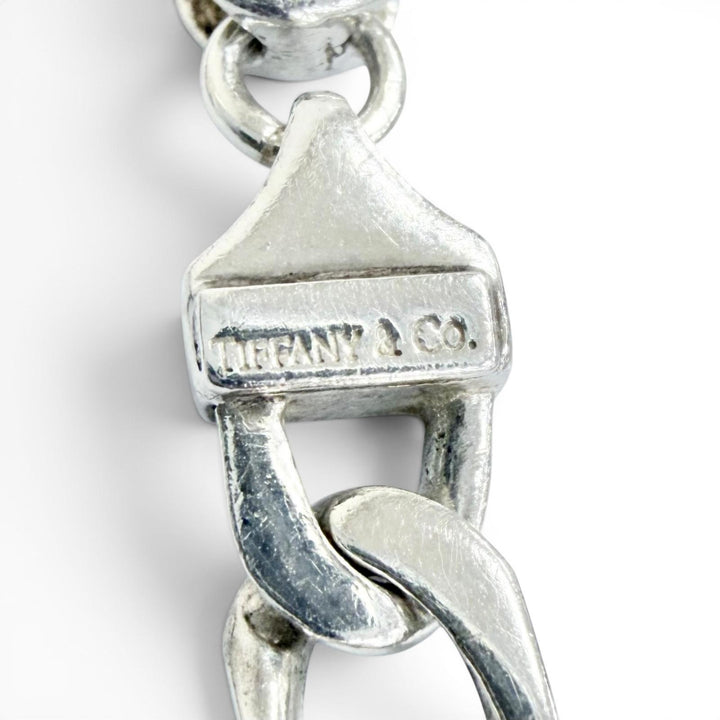 美品△TIFFANY&amp;Co. ティファニー フィガロ 925 750 チェーン ブレスレット 19cm シルバー ゴールド 重量10.7g レディース オススメ◎