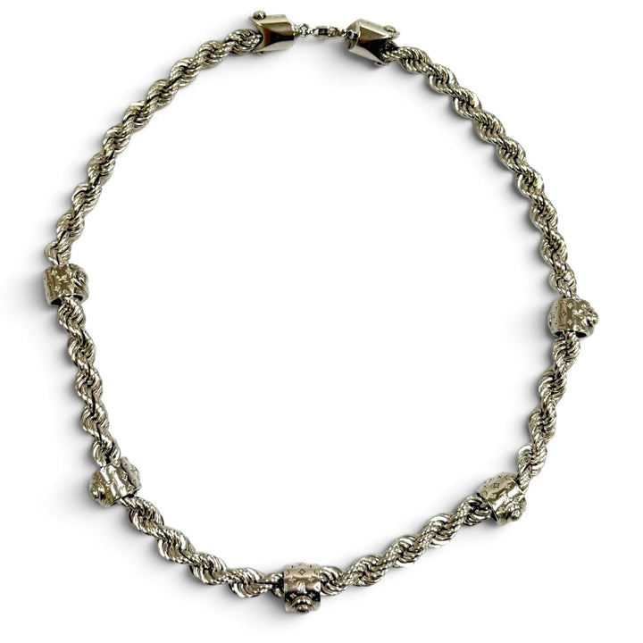 美品★LOUIS VUITTON ルイヴィトン 2023年製 M01748 ネックレス LVロープ モノグラム ネックレス アクセサリー シルバー 伊製 メンズ