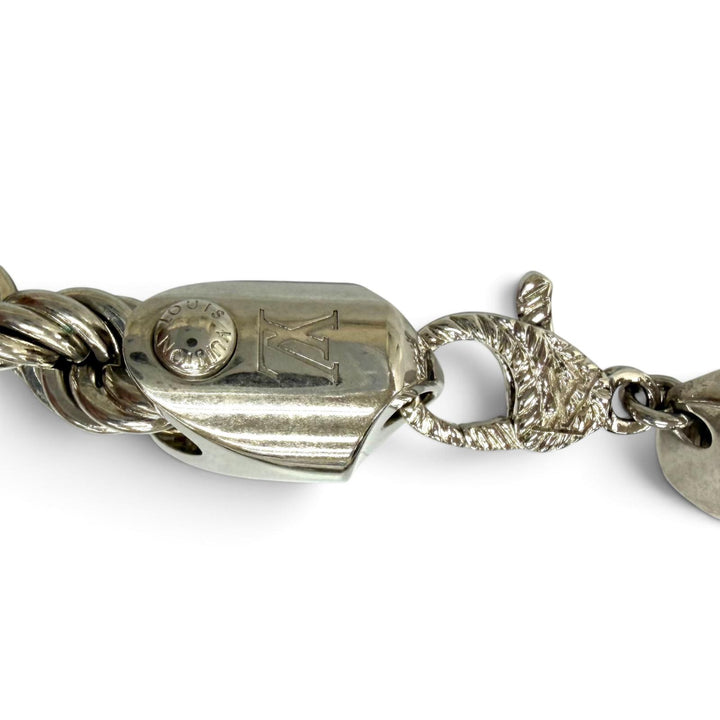 美品★LOUIS VUITTON ルイヴィトン 2023年製 M01748 ネックレス LVロープ モノグラム ネックレス アクセサリー シルバー 伊製 メンズ